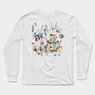 Abstract ink wildlfowers meadow Long Sleeve T-Shirt